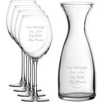 Uniqueful Personalised Engraved Set of 4 Enoteca Wine Glass 1 Litre Carafe Set in Clear