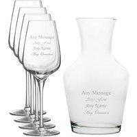 Uniqueful Personalised Set of 4 Sublym Wine Glass 1 Litre Vin Carafe Set in Clear