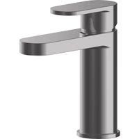 Balterley Current Round Mono Basin Mixer Tap, Push Button Waste - Brushed Pewter in Silver