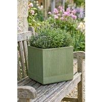 Dibor Small Sage Green Ribbed Finish Fibre Clay Indoor Outdoor Garden Plant Pots Houseplant Flower Planter H25 x W25cm