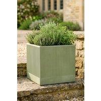 Dibor Medium Sage Green Ribbed Finish Fibre Clay Indoor Outdoor Garden Plant Pots Houseplant Flower Planter H30 x W30cm