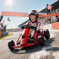 HOMCOM 24V Electric Go Kart for Kids, Drifting Ride-On Go Kart for 8-12 Years in Red