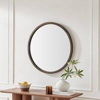 FurnitureboxUK Judith Walnut Wood Medium 80x80cm Round Wall Mirror | Size: 80x80 cm