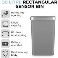 Tower 50L Rectangular ABS Sensor Bin in Grey | Size: A