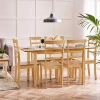 FurnitureboxUK Salcombe Extending Oak Effect Wooden Table & 6 Whitby Dining Chairs in Brown