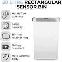 Tower 50L Rectangular ABS Sensor Bin in White | Size: A