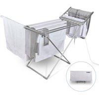 Tower Heated Winged Clothes Airer with Cover in Silver