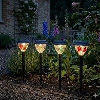 Voltico Set of 4 Handpainted Solar Garden Lights - Decorative Glow Set | Size: 4 Pack