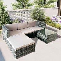 Alivio 3-Seater PE Garden Rattan Corner Sofa Set with Coffee Table & UV-Resistant Cushions in Grey