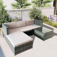 Alivio 3 Seater Rattan Garden Corner Sofa Set, PE Rattan Garden Furniture Set with Coffee Table, Anti-UV Cushions for Indoor Outdoor Patio (Grey)