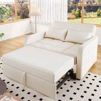 BTM Foldable Sofa Bed for Small Spaces, Adjustable Backrest in Off-White