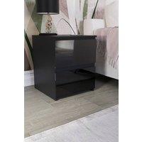 HD Designs Glinton 'HIGH GLOSS 2 Drawer Bedside Chest' Storage Bedroom Furniture in Black