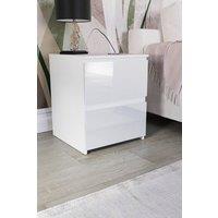 HD Designs Glinton 'HIGH GLOSS 2 Drawer Bedside Chest' Storage Bedroom Furniture in White