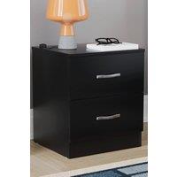 HD Designs Riano 2 Drawer Bedside Cabinet Chest of Drawers in Black