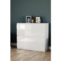 HD Designs Glinton Gloss 8 Drawer Chest of Drawers Storage Bedroom Furniture in White