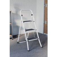 HD Designs 3 Step Folding Ladder With Anti-Slip Mat in White