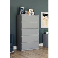 HD Designs Glinton 5 Drawer Chest of Drawers High Gloss Bedroom Furniture in Grey