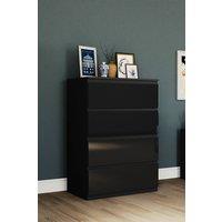 HD Designs Glinton 4 Drawer Chest of Drawers High Gloss Bedroom Furniture in Black