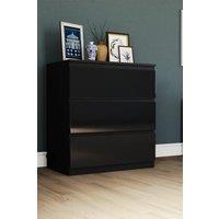 HD Designs Glinton 3 Drawer Chest of Drawers High Gloss Bedroom Furniture in Black