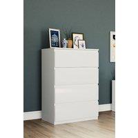 HD Designs Glinton 4 Drawer Chest of Drawers High Gloss Bedroom Furniture in White