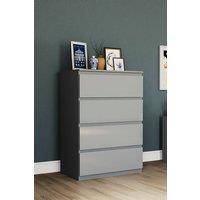 HD Designs Glinton 4 Drawer Chest of Drawers High Gloss Bedroom Furniture in Grey