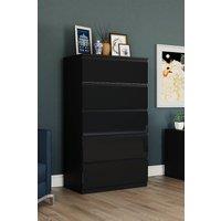 HD Designs Glinton 5 Drawer Chest of Drawers High Gloss Bedroom Furniture in Black