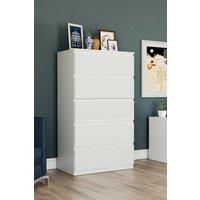 HD Designs Glinton 5 Drawer Chest of Drawers High Gloss Bedroom Furniture in White