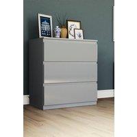 HD Designs Glinton 3 Drawer Chest of Drawers High Gloss Bedroom Furniture in Grey