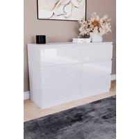 HD Designs 'HIGH GLOSS 6 Drawer Chest of Drawers' Furniture in White