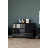 HD Designs 'HIGH GLOSS 6 Drawer Chest of Drawers' Furniture in Black