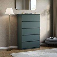 HD Designs Denver 5 Drawer Chest of Drawers Storage in Green