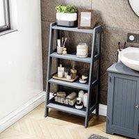 HD Designs Freestanding 4 Tier Step Ladder Unit Bathroom Storage in Grey