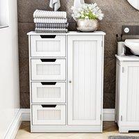 HD Designs Modern 4 Drawer 1 Door Floor Cabinet Bathroom Storage in White