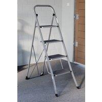 HD Designs 4 Step Folding Ladder With Anti-Slip Mat in Grey