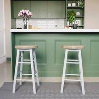 HD Designs Set of 2 Wooden Revolving Bar Stool Kitchen Dining Furniture in White