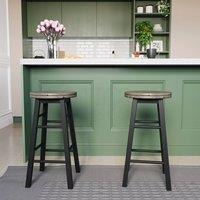 HD Designs Set of 2 Wooden Revolving Bar Stool Kitchen Dining Furniture in Black