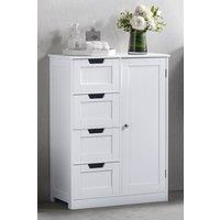 HD Designs Priano 4 Drawer 1 Door Freestanding Unit Storage Bathroom in White