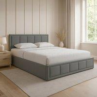 HD Designs Vanita Upholstered Ottoman Storage Bed Frame Linen UKFR Fabric in Light Grey | Size: King