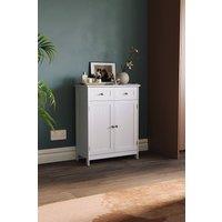 HD Designs Priano 2 Drawer 2 Door Freestanding Cabinet Unit Storage Bathroom in White