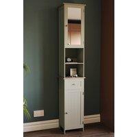 HD Designs Priano Mirrored 2 Door 1 Drawer With Shelves Tall Cabinet Bathroom in Grey