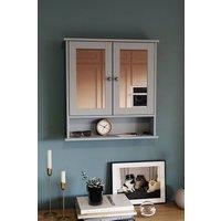 HD Designs Priano 2 Door Mirrored Wall Cabinet With Shelf Storage 58 x 56 x 13 cm in Dark Grey