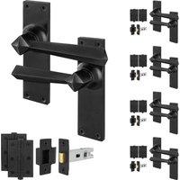 AFIT Black Antique Cast Iron Door Handles, Latch 64mm, Hinges 5 Pairs | Size: 150mm x 150mm
