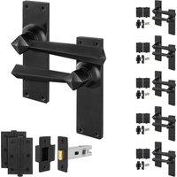 AFIT Black Antique Cast Iron Door Handles, Latch 64mm, Hinges 6 Pairs | Size: 150mm x 150mm