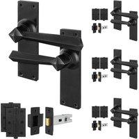 AFIT Black Antique Cast Iron Door Handles, Latch 64mm, Hinges 4 Pairs | Size: 150mm x 150mm