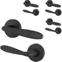 AFIT Black Curved Door Handles Round Rose Internal Lever 4 Pairs | Size: 150mm x 150mm