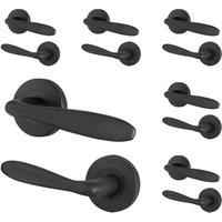 AFIT Black Curved Door Handles Round Rose Internal Lever 6 Pairs | Size: 150mm x 150mm