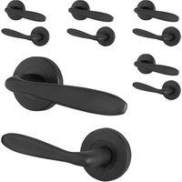 AFIT Black Curved Door Handles Round Rose Internal Lever 5 Pairs | Size: 150mm x 150mm