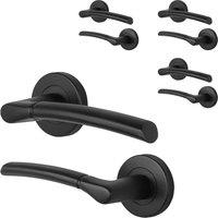 AFIT Black Round Rose Internal Door Handle Lever on Rose 4 Pairs | Size: 150mm x 150mm