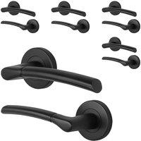 AFIT Black Round Rose Internal Door Handle Lever on Rose 5 Pairs | Size: 150mm x 150mm