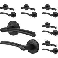 AFIT Black Round Rose Internal Door Handle Lever on Rose 6 Pairs | Size: 150mm x 150mm